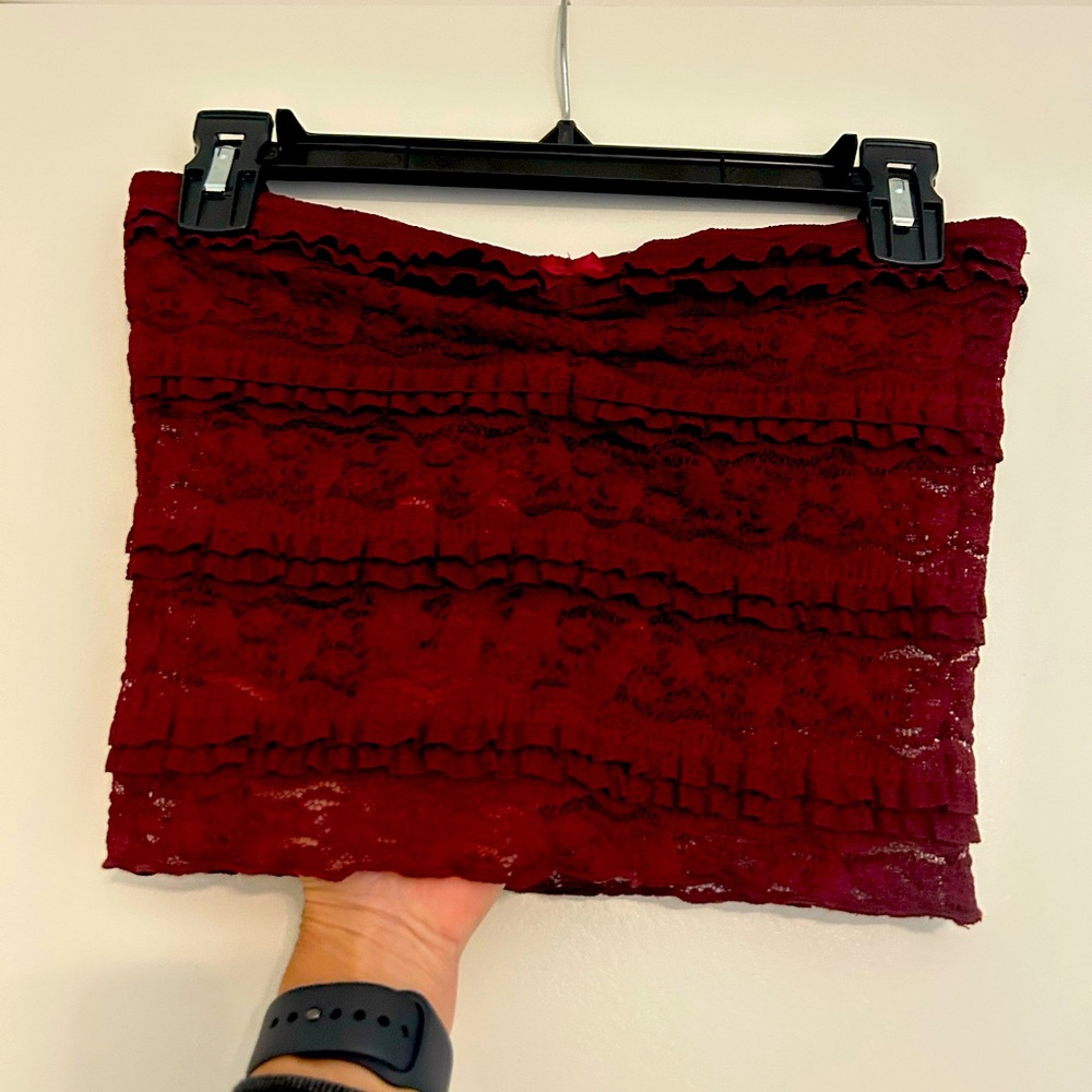 Elegant Burgundy Lace Skirt